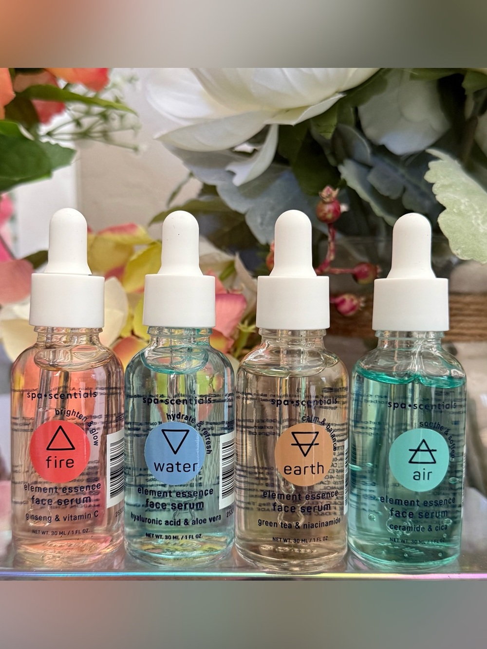 🆕🪷 SPA+SCENTIALS “ELEMENT 
ESSENCE” 4-PIECE FACE SERUM COLLECTION. BRAND NEW!